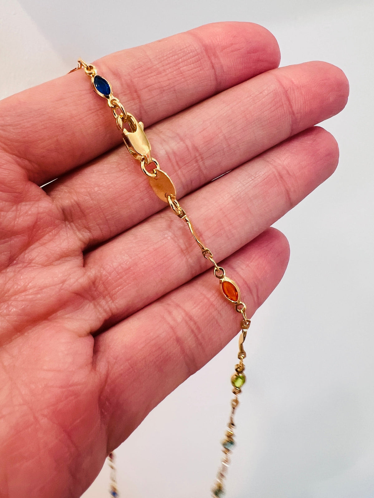 18KT Gold Filled Necklaces, Gold Filled Multicolor Crystal Rosary Necklace | 18" of Faith & Color by HAUS OF MONOGRAM