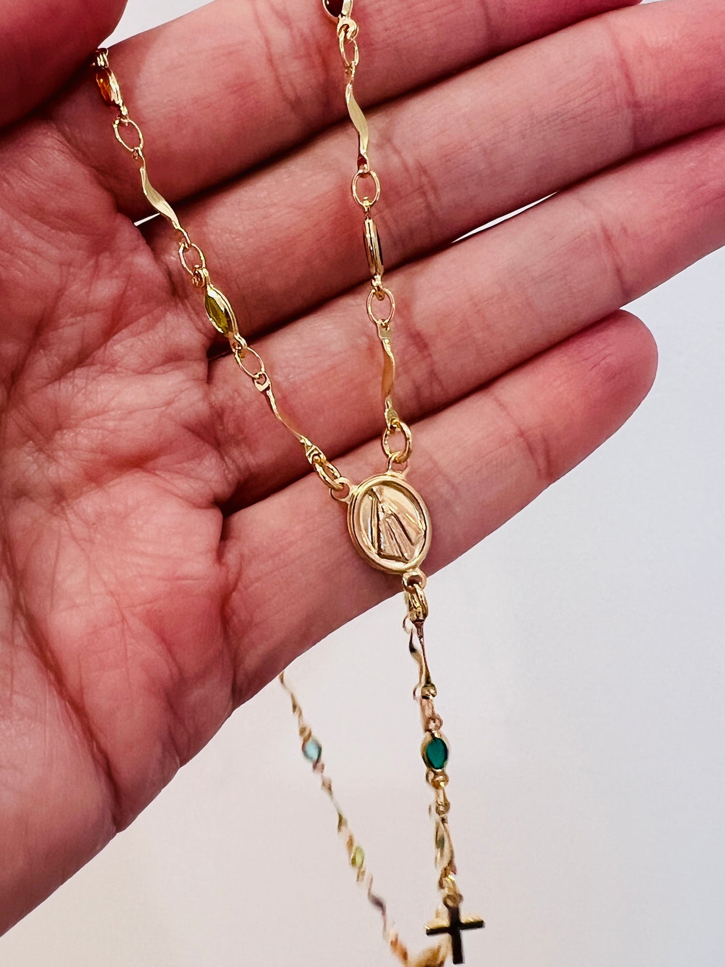 Gold Filled Multicolor Crystal Rosary Necklace | 18" of Faith & Color by HAUS OF MONOGRAM - Necklaces, Our Lady of Charity...