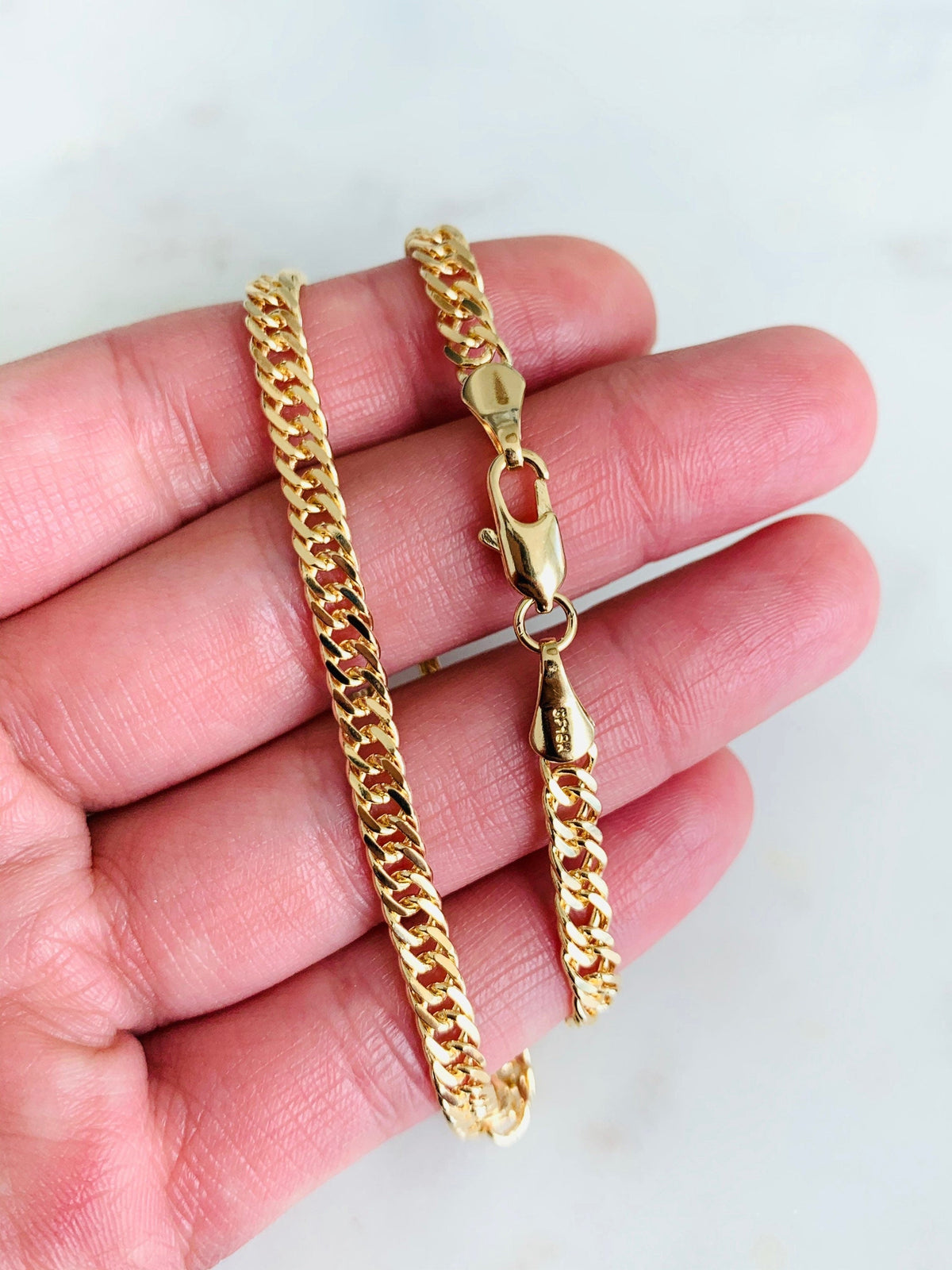 18KT Gold Filled Necklaces, Gold Filled Omega Necklace | 5mm Flat Chain Choker by HAUS OF MONOGRAM