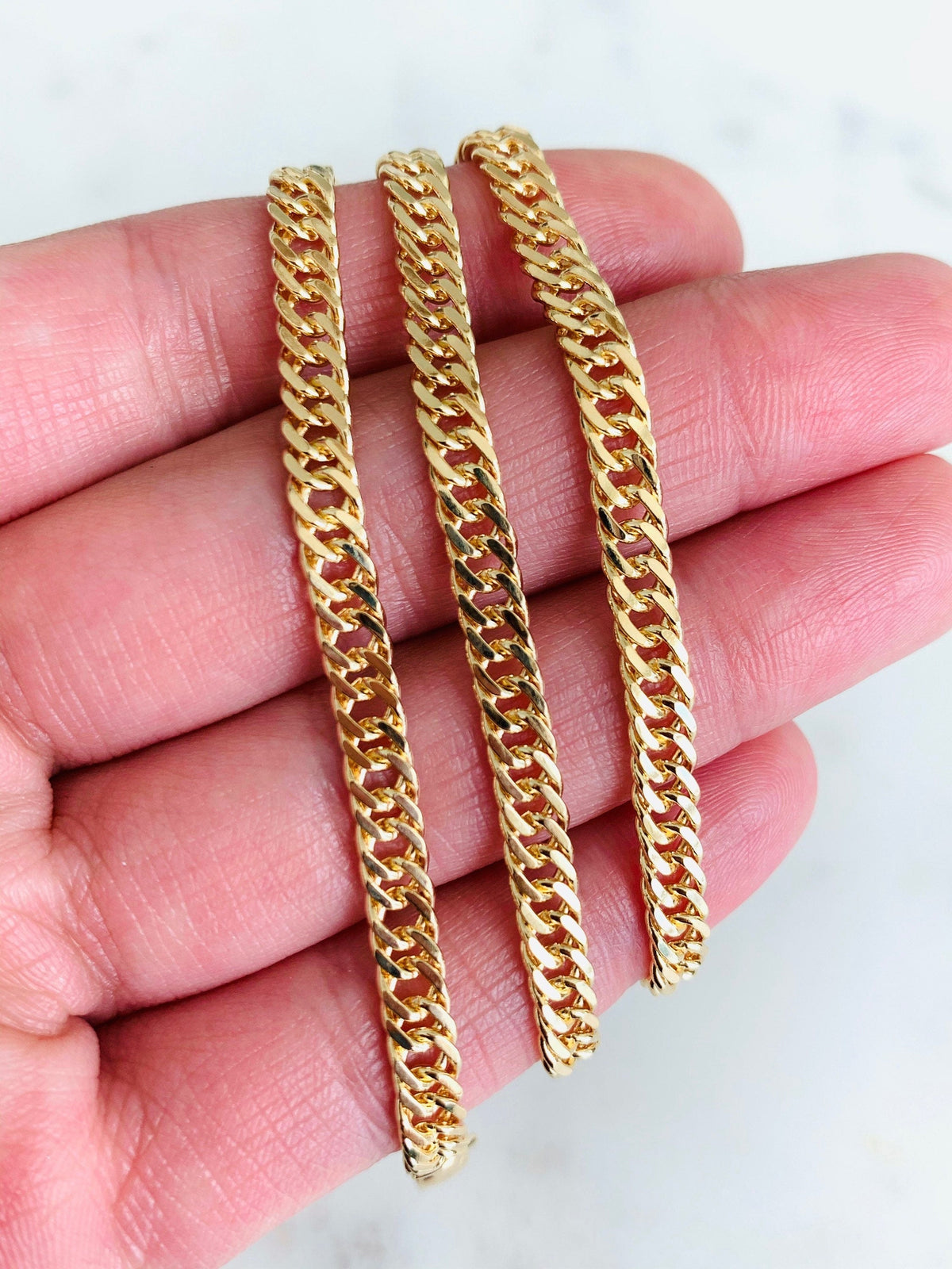 18KT Gold Filled Necklaces, Gold Filled Omega Necklace | 5mm Flat Chain Choker by HAUS OF MONOGRAM