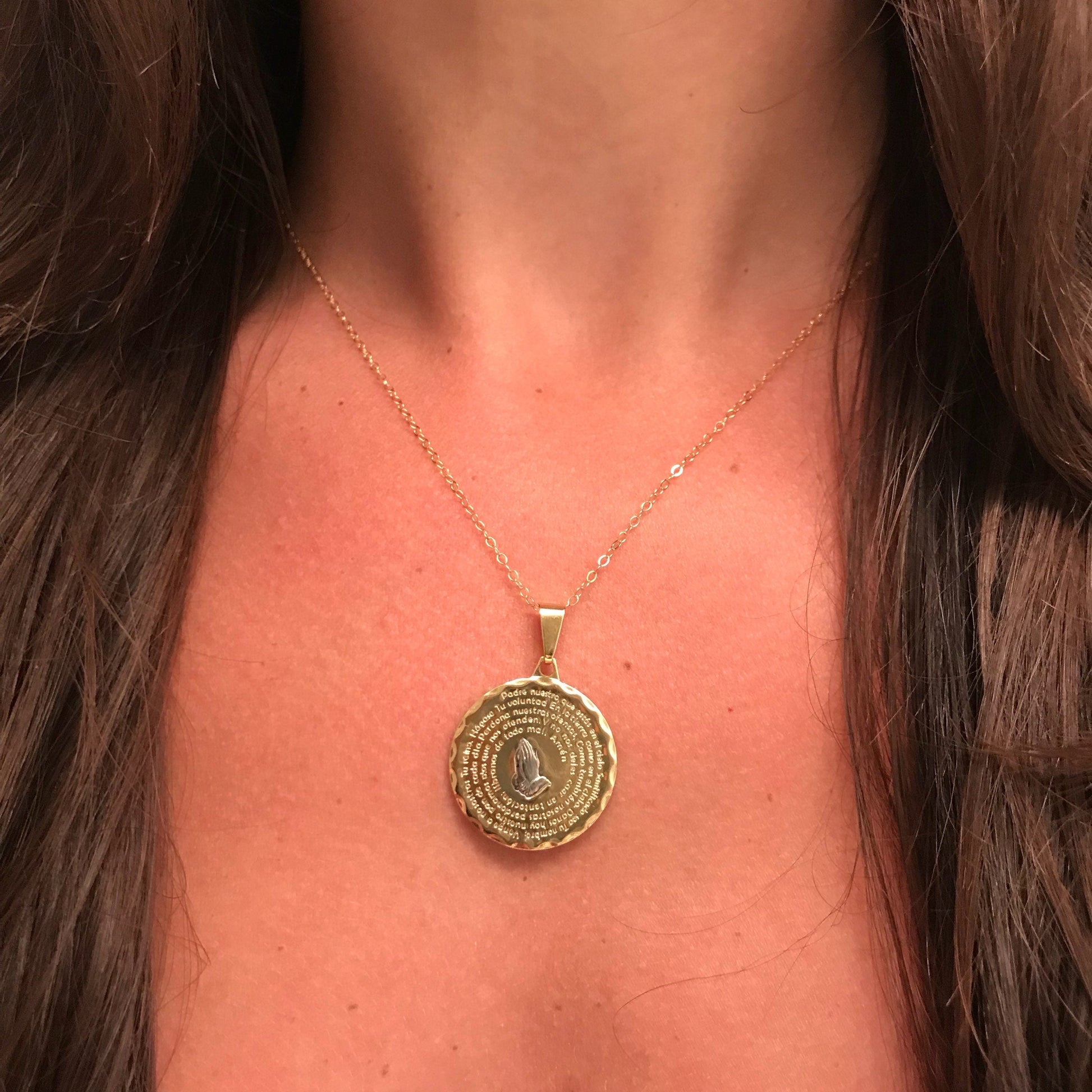 Gold Filled Our Father Prayer Necklace | Portuguese Medal of Faith by HAUS OF MONOGRAM - Necklaces, 16" / Gold, HOM-1-1860