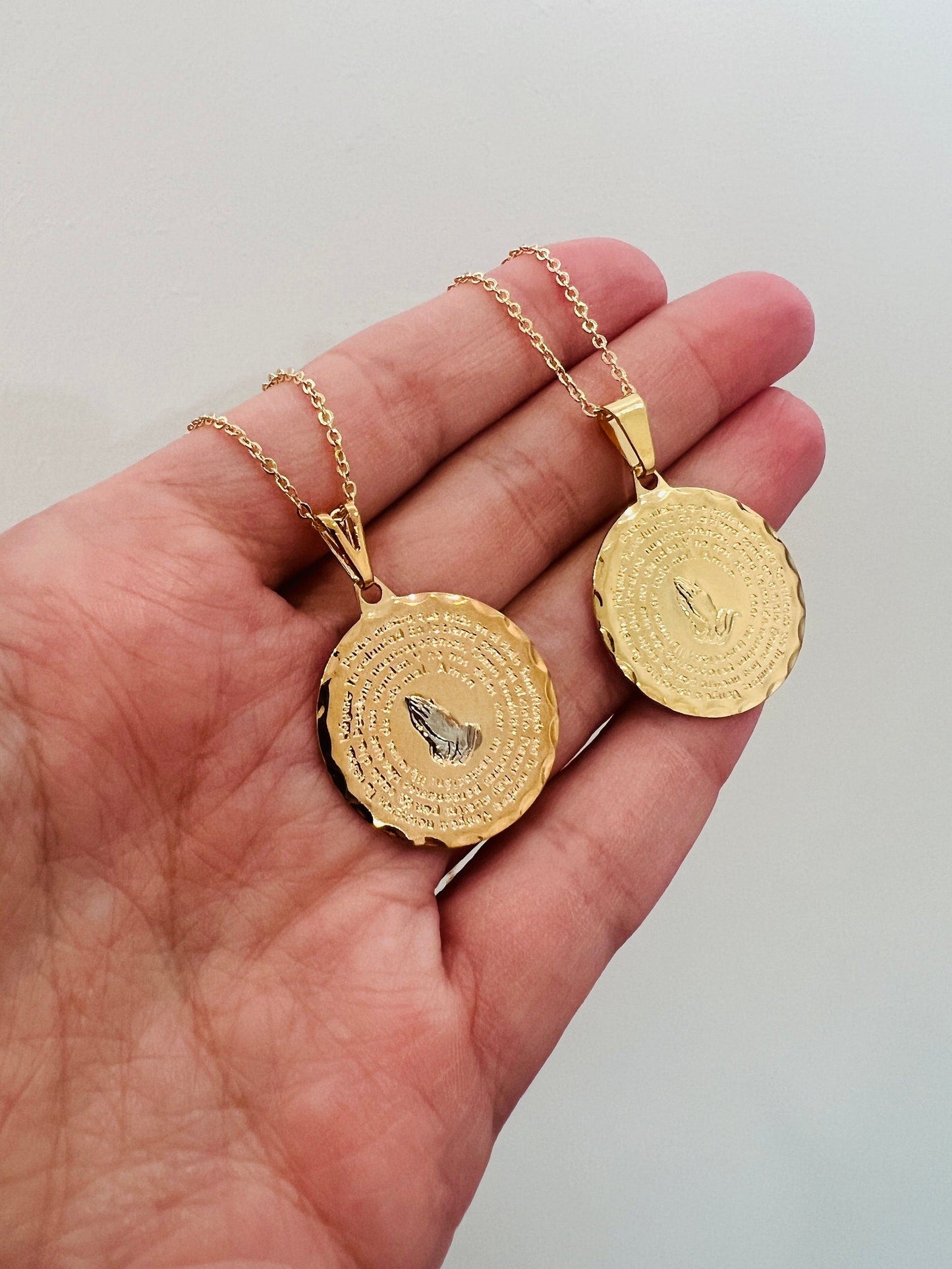 Gold Filled Our Father Prayer Necklace | Portuguese Medal of Faith by HAUS OF MONOGRAM - Necklaces, 16" / Gold, HOM-1-1860