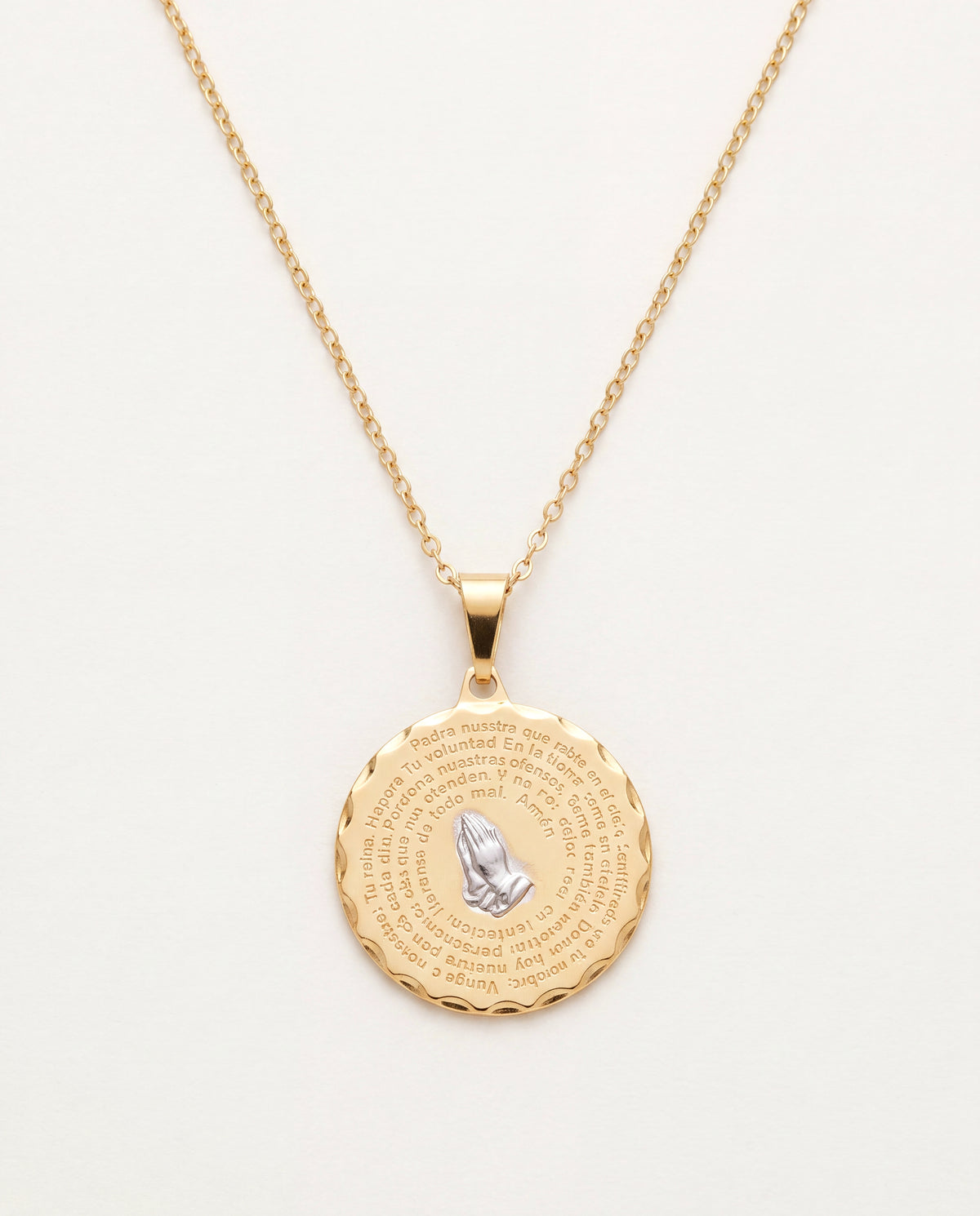 18KT Gold Filled Necklaces, Gold Filled Our Father Prayer Necklace | Portuguese Medal of Faith by HAUS OF MONOGRAM