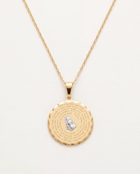 18KT Gold Filled Necklaces, Gold Filled Our Father Prayer Necklace | Portuguese Medal of Faith by HAUS OF MONOGRAM