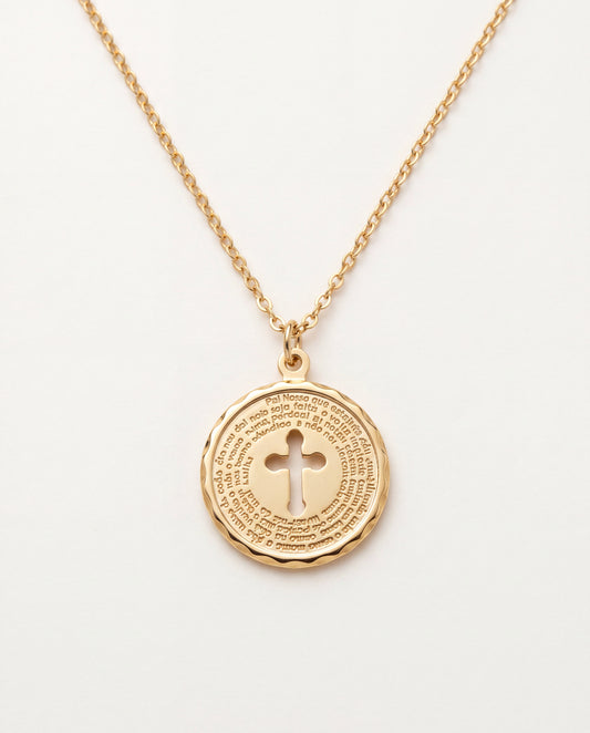 18KT Gold Filled Necklaces, Gold Filled Our Father Prayer Necklace | Portuguese Medal by HAUS OF MONOGRAM