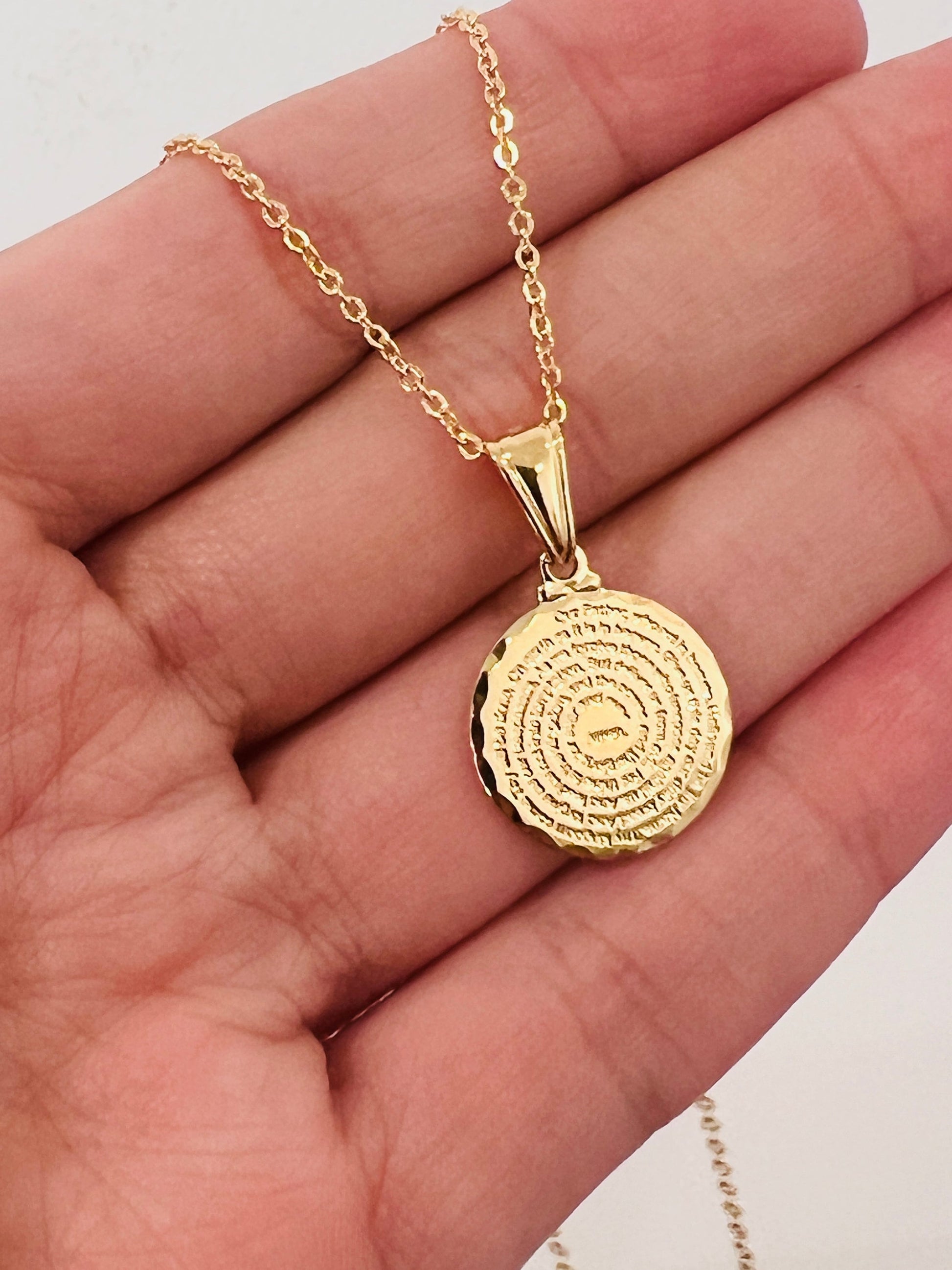Gold Filled Our Father Prayer Necklace | Religious Pendant by HAUS OF MONOGRAM - Necklaces, CURB / 16", HOM-1-1766-16/1-2212
