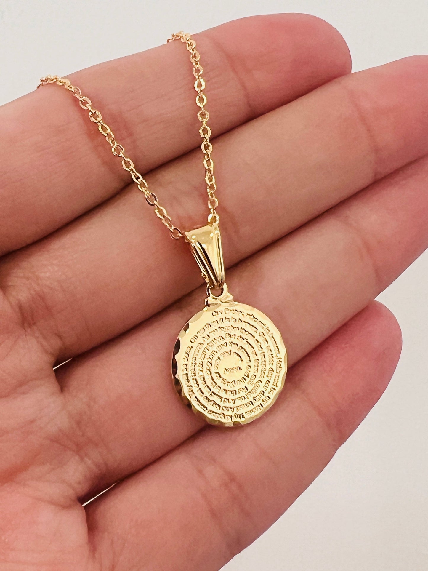 Gold Filled Our Father Prayer Necklace | Religious Pendant by HAUS OF MONOGRAM - Necklaces, CURB / 16", HOM-1-1766-16/1-2212