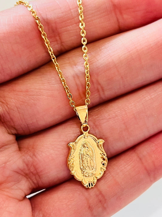 18KT Gold Filled Necklaces, Gold Filled Our Lady of Guadalupe Necklace | Elegant Faith-Inspired Jewelry by HAUS OF MONOGRAM