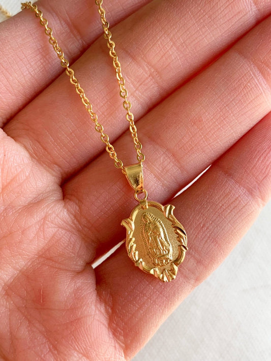 Gold Filled Our Lady of Guadalupe Necklace | Sacred Elegance in Every Detail by HAUS OF MONOGRAM - Necklaces, 16",