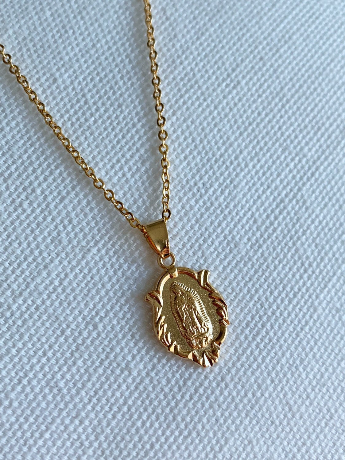 Gold Filled Our Lady of Guadalupe Necklace | Sacred Elegance in Every Detail by HAUS OF MONOGRAM - Necklaces, 16",