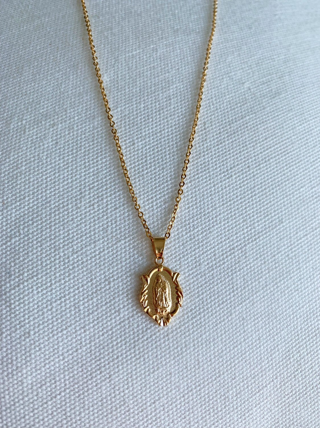 Gold Filled Our Lady of Guadalupe Necklace | Sacred Elegance in Every Detail by HAUS OF MONOGRAM - Necklaces, 16",