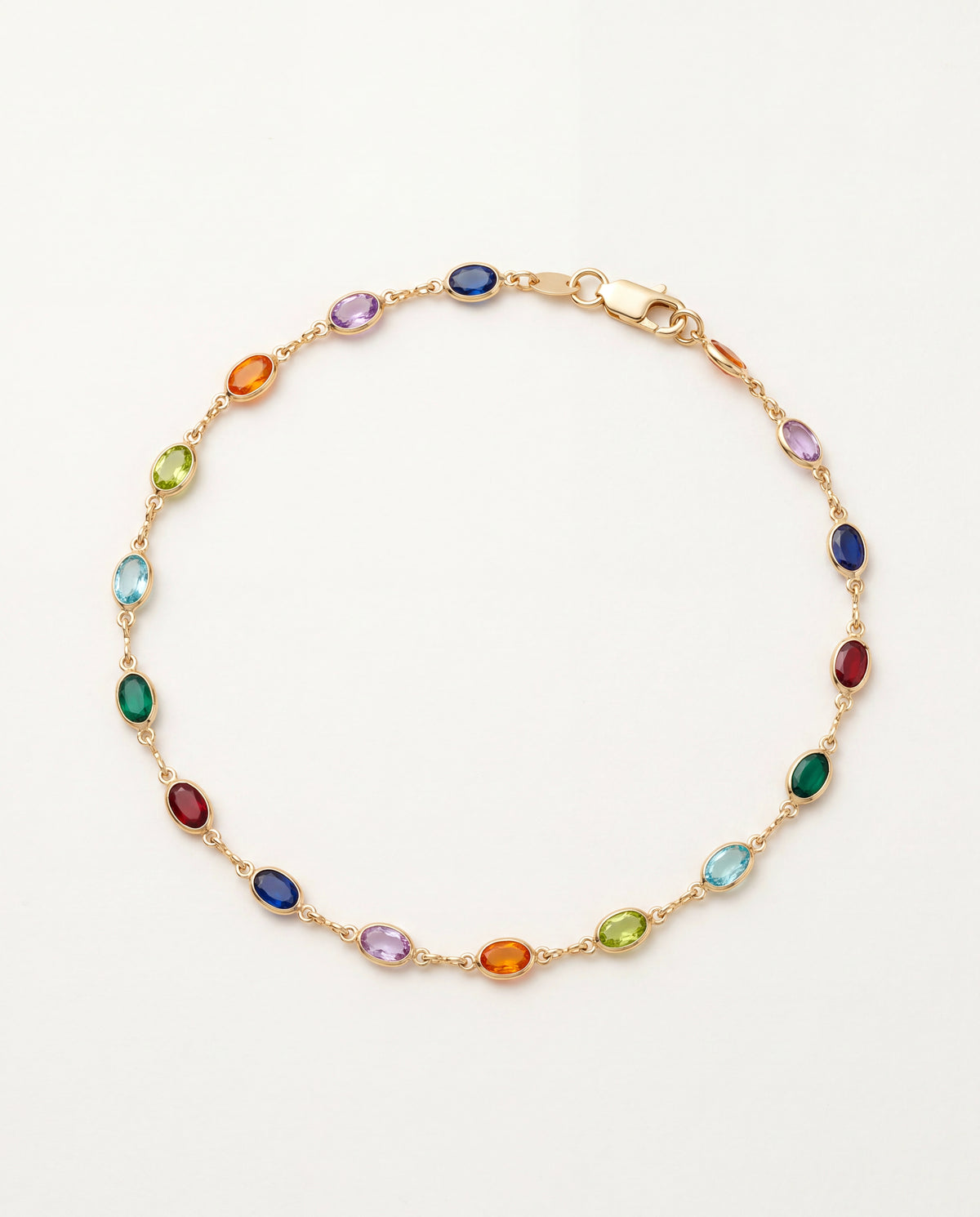18KT Gold Filled Anklets, Gold Filled Oval Gemstone Anklet | Dainty Gemstone Ankle Bracelet by HAUS OF MONOGRAM