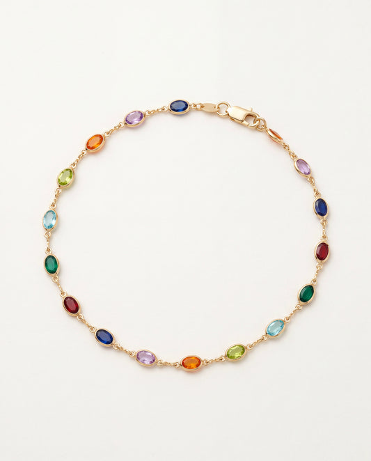 18KT Gold Filled Anklets, Gold Filled Oval Gemstone Anklet | Dainty Gemstone Ankle Bracelet by HAUS OF MONOGRAM