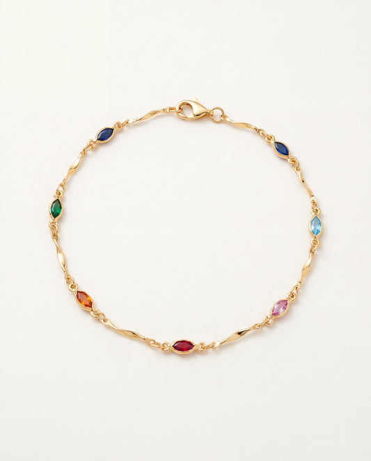 18KT Gold Filled Anklets, Gold Filled Oval Gemstone Anklet | Size: 10" | 2.5mm Chain by HAUS OF MONOGRAM