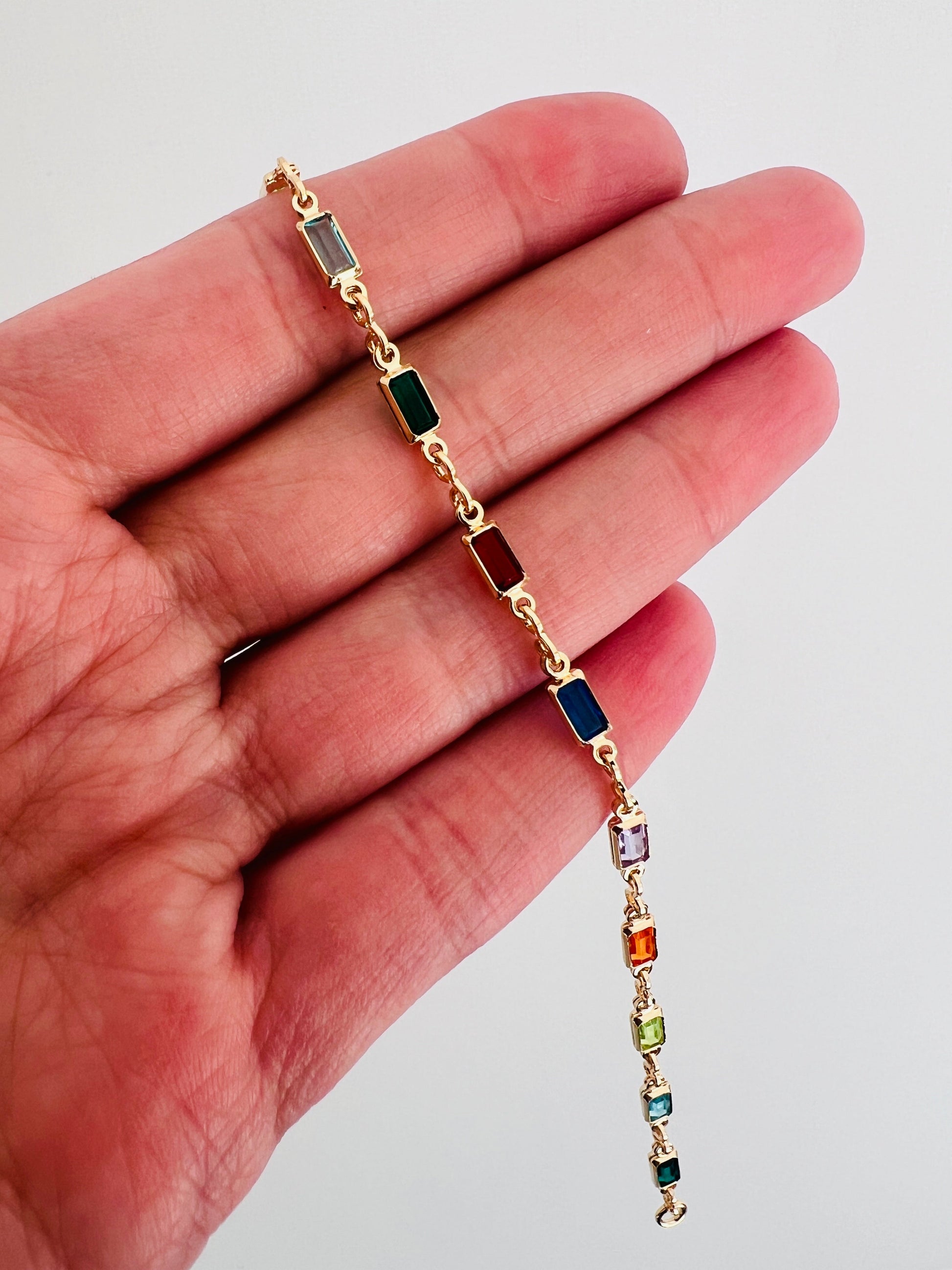 18KT Gold Filled Bracelets, Gold Filled Oval Gemstone Bracelet | Elegant Pop of Color in Gold by HAUS OF MONOGRAM