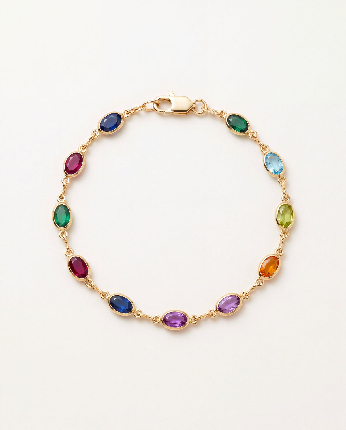 18KT Gold Filled Bracelets, Gold Filled Oval Gemstone Bracelet | Elegant Pop of Color in Gold by HAUS OF MONOGRAM