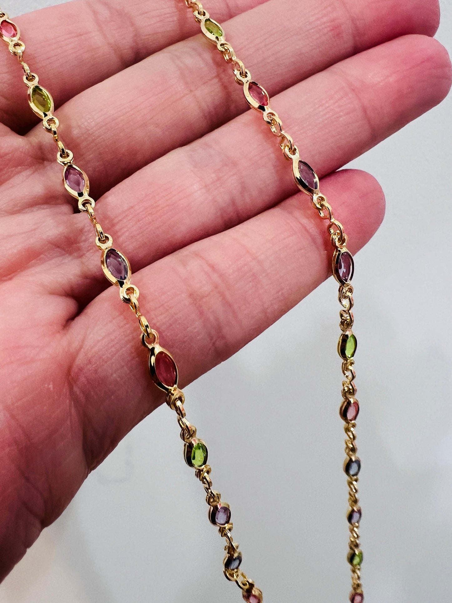 18KT Gold Filled Necklaces, Gold Filled Oval Gemstone Necklace | Dainty Necklace by HAUS OF MONOGRAM