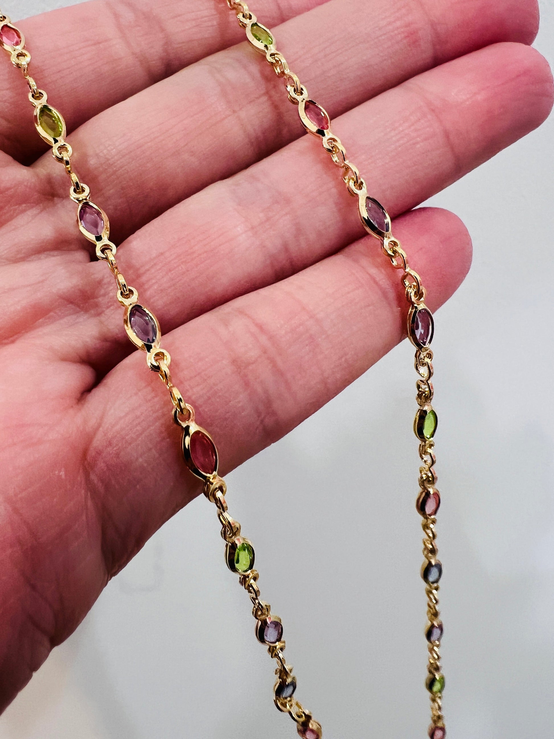 18KT Gold Filled Necklaces, Gold Filled Oval Gemstone Necklace | Dainty Necklace by HAUS OF MONOGRAM