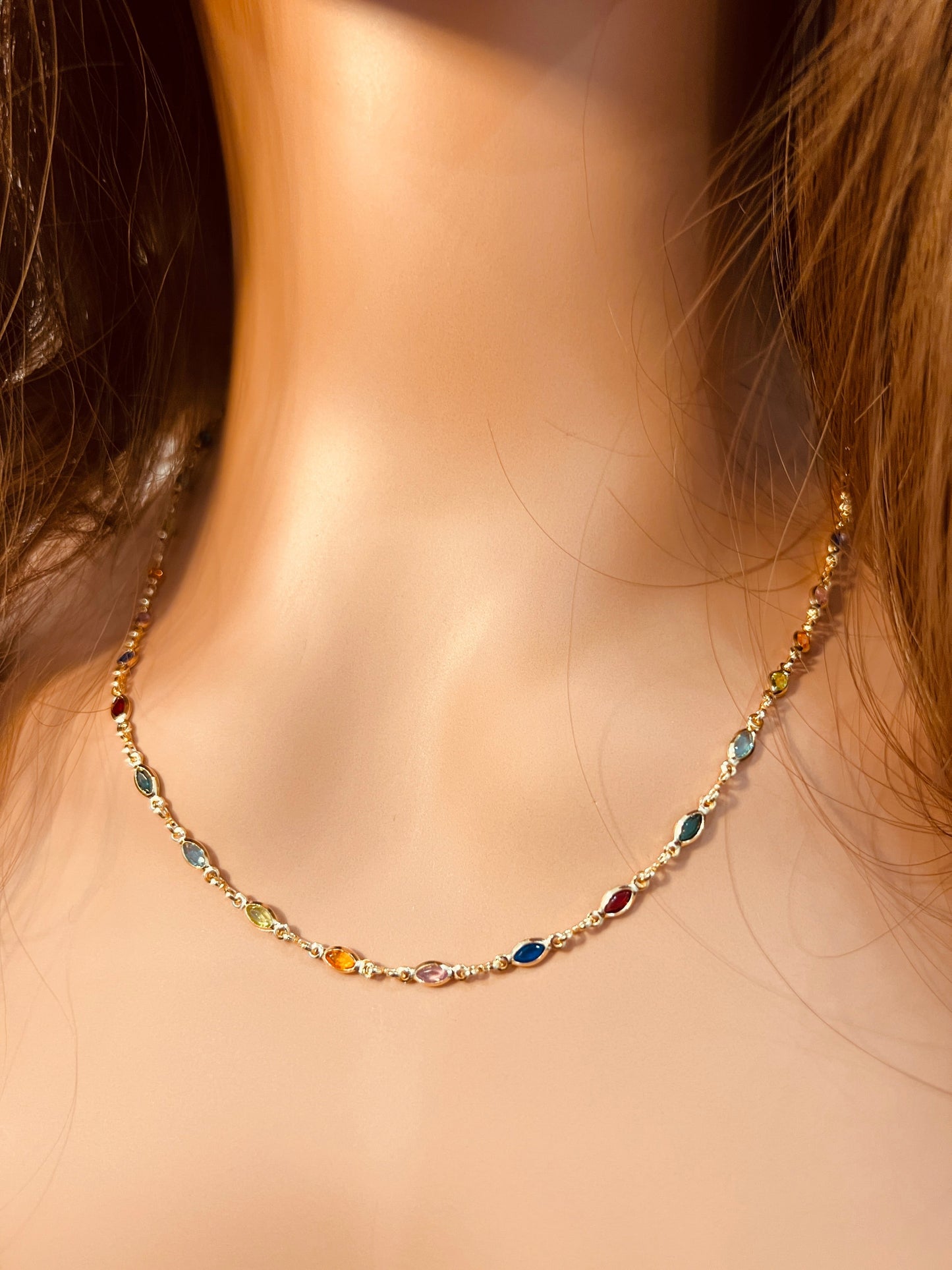 18KT Gold Filled Necklaces, Gold Filled Oval Gemstone Necklace | Dainty Necklace by HAUS OF MONOGRAM