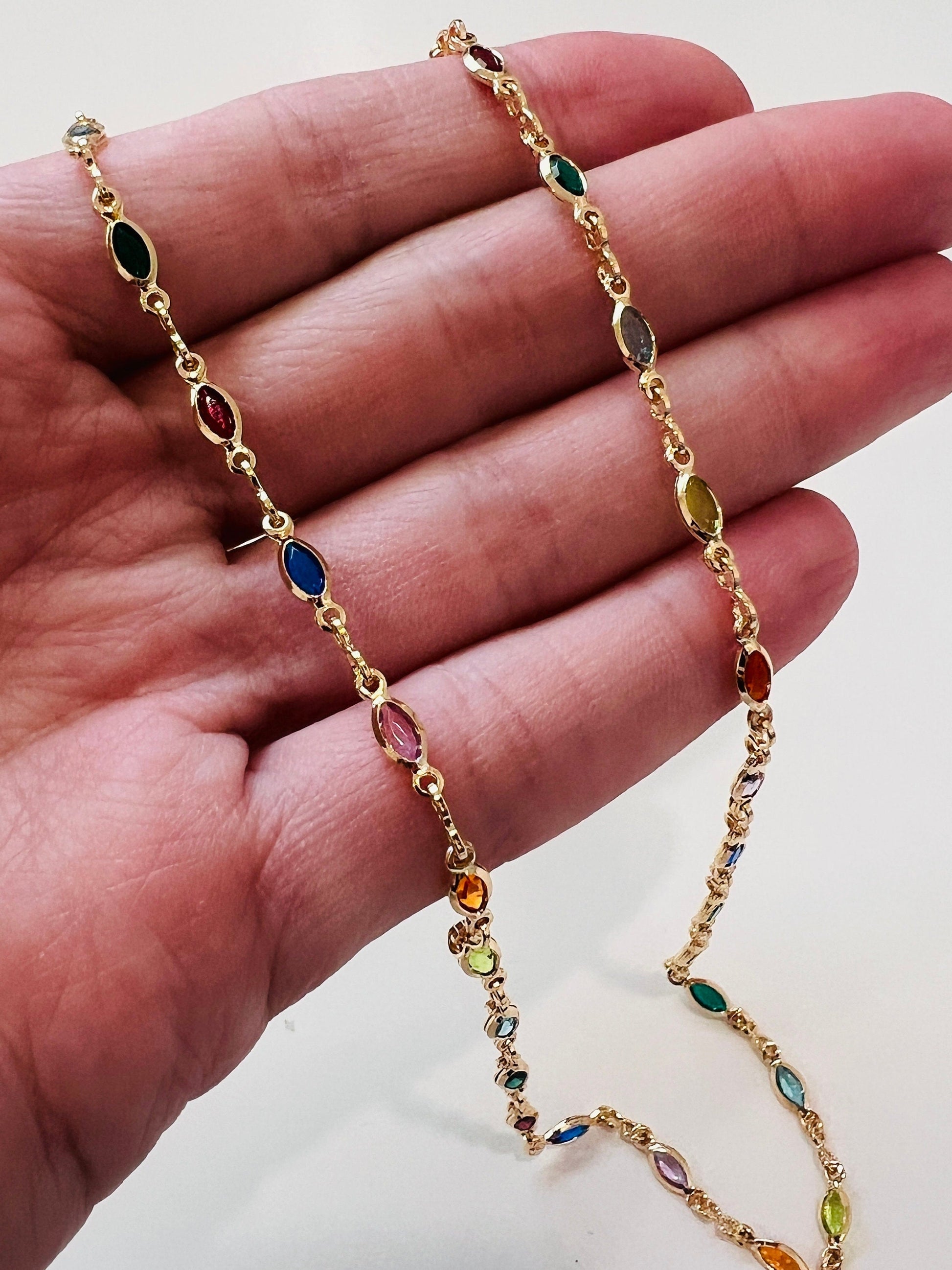 18KT Gold Filled Necklaces, Gold Filled Oval Gemstone Necklace | Dainty Necklace by HAUS OF MONOGRAM