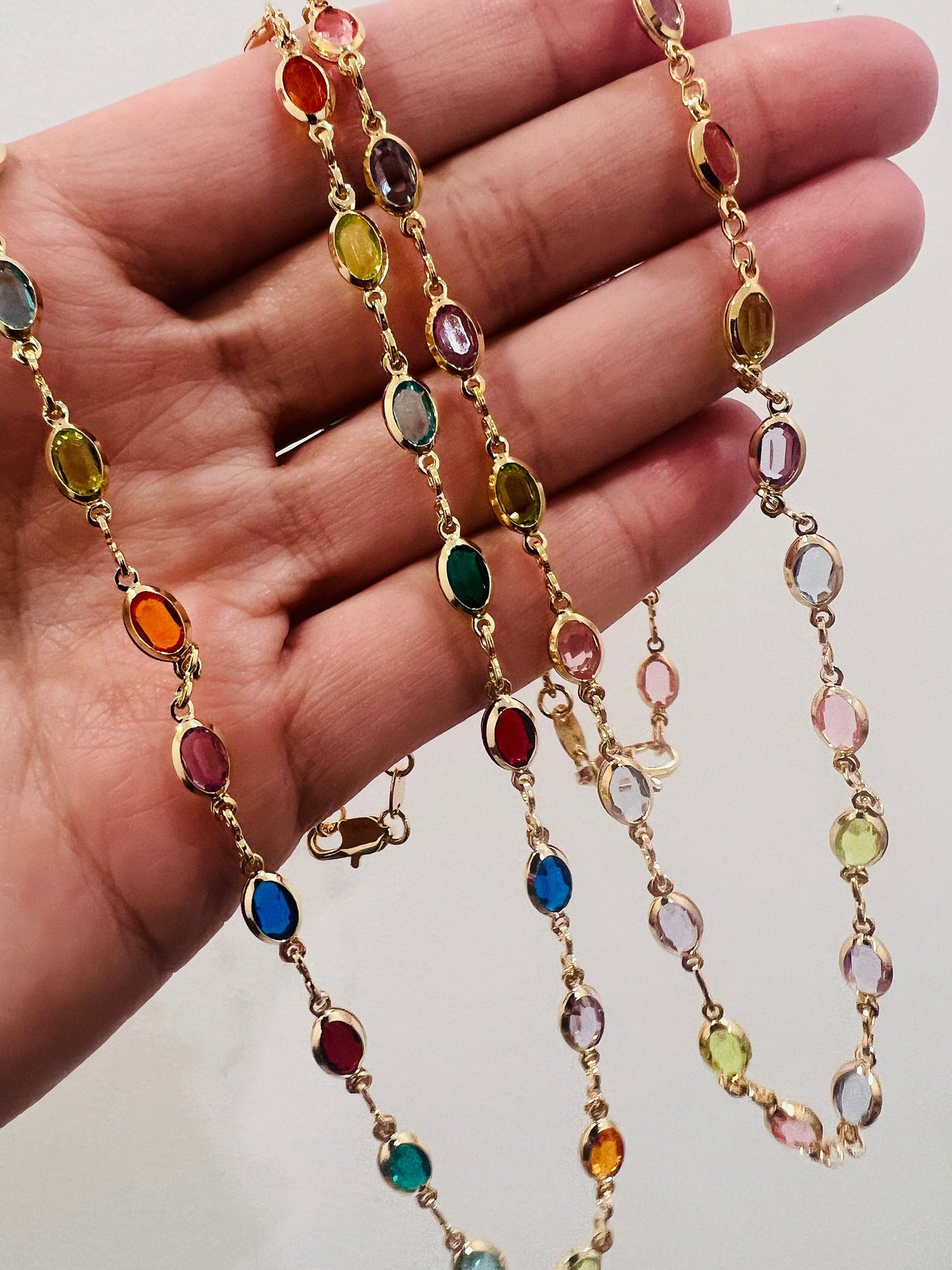 18KT Gold Filled Necklaces, Gold Filled Oval Gemstone Necklace | Elegant Statement Chain with 18kt Shine by HAUS OF MONOGRAM