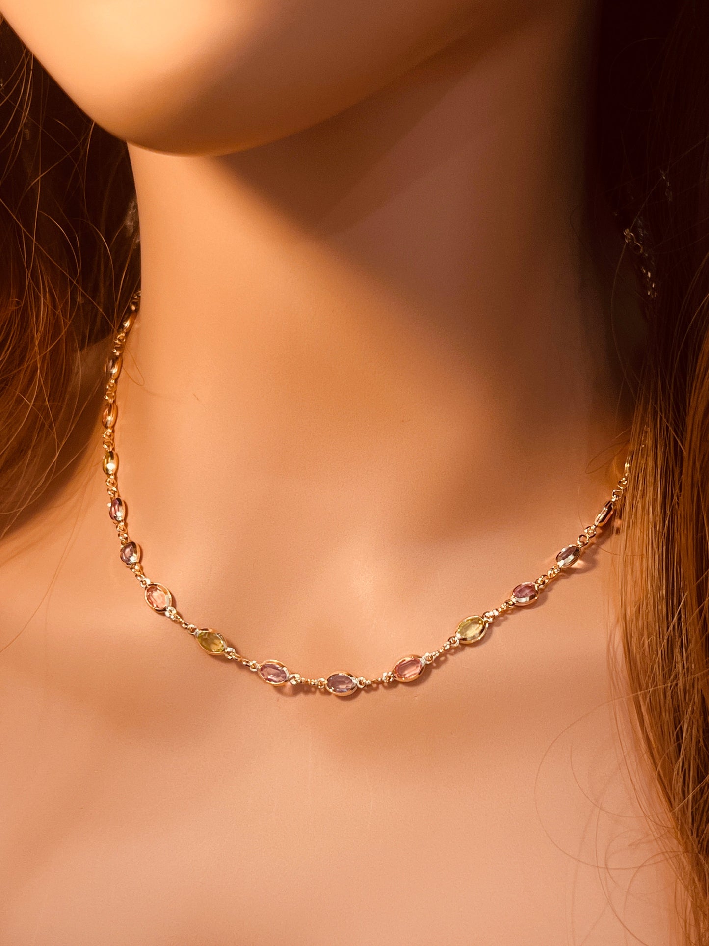 18KT Gold Filled Necklaces, Gold Filled Oval Gemstone Necklace | Elegant Statement Chain with 18kt Shine by HAUS OF MONOGRAM
