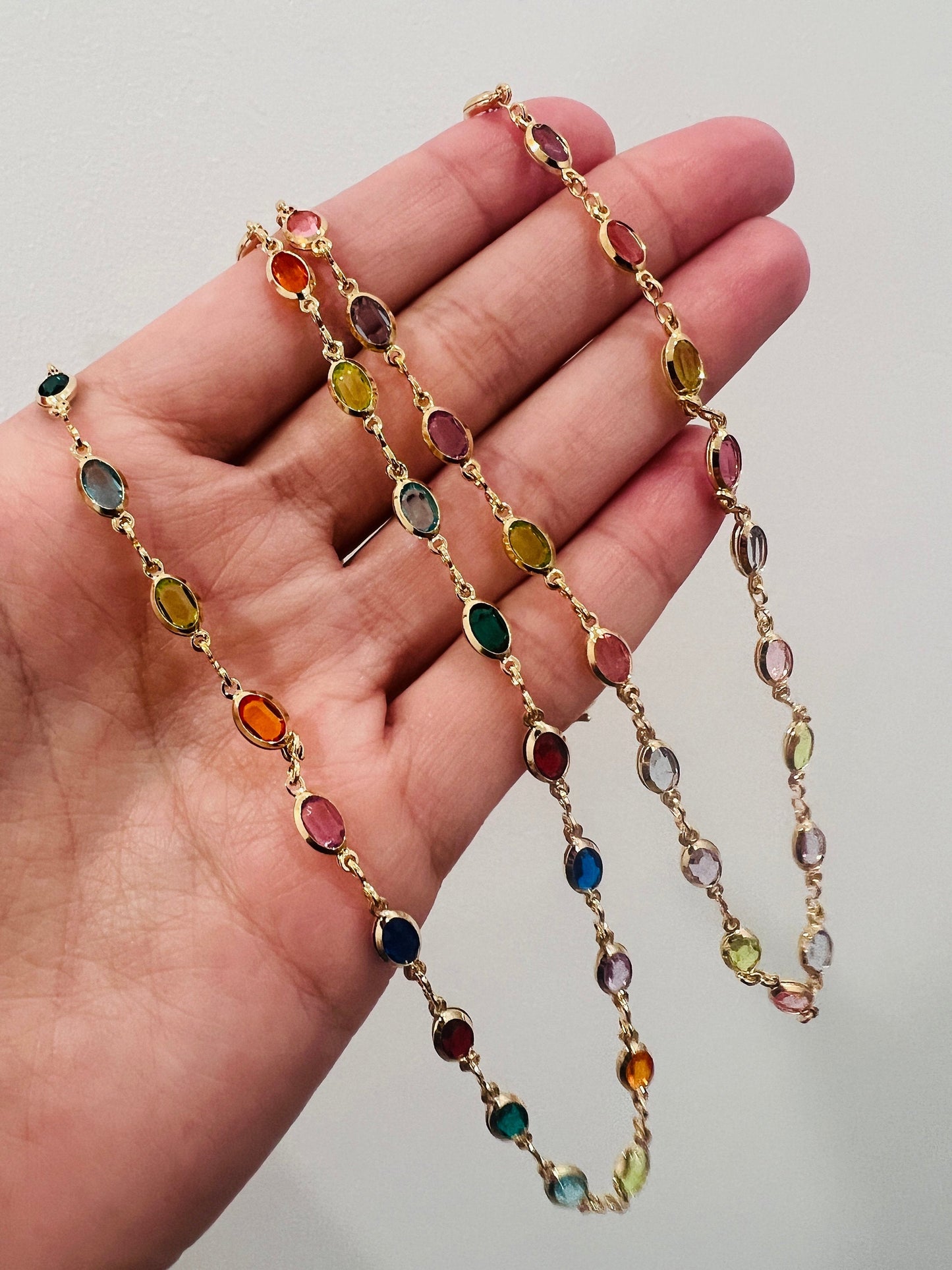 18KT Gold Filled Necklaces, Gold Filled Oval Gemstone Necklace | Elegant Statement Chain with 18kt Shine by HAUS OF MONOGRAM