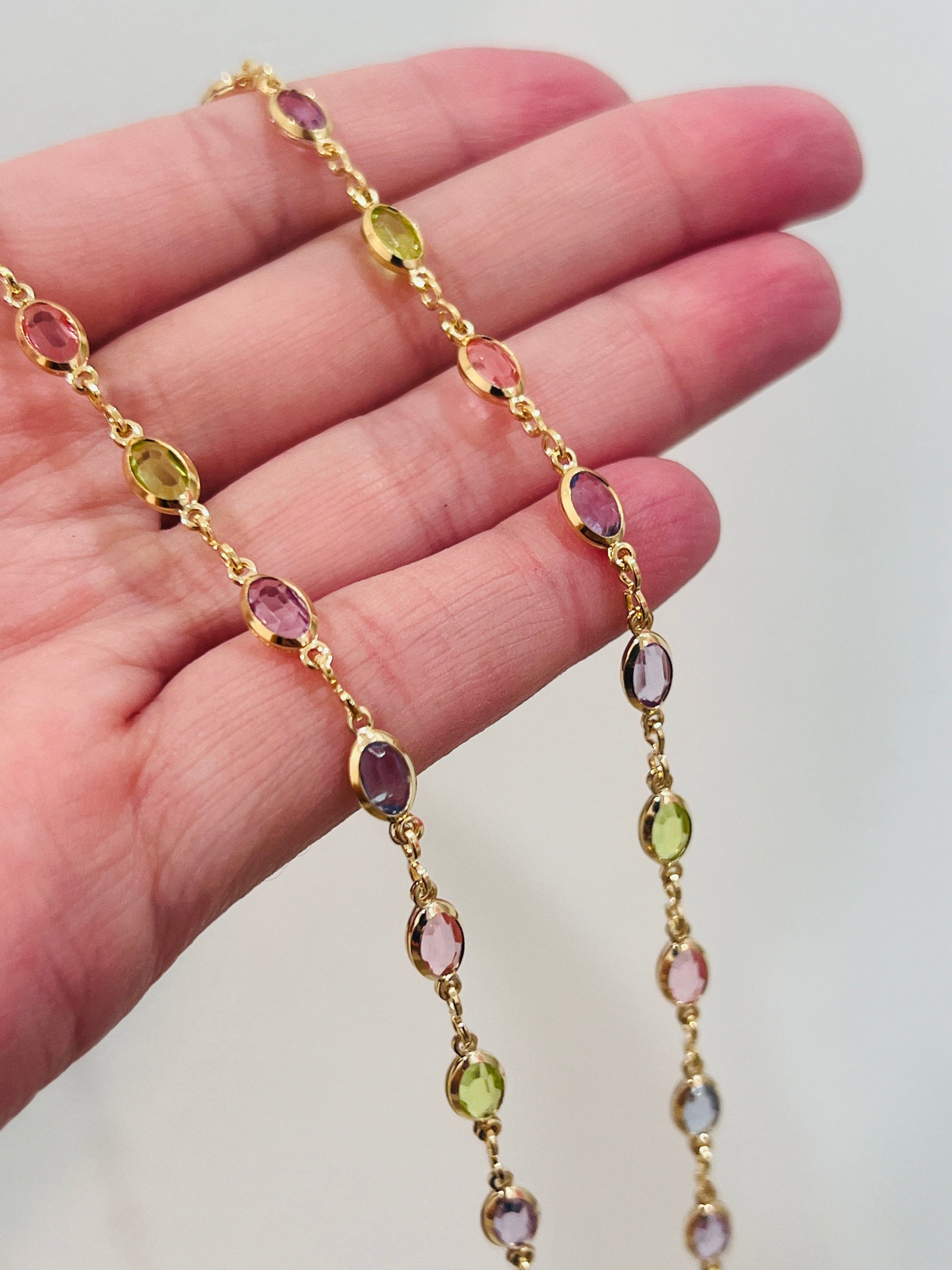 18KT Gold Filled Necklaces, Gold Filled Oval Gemstone Necklace | Elegant Statement Chain with 18kt Shine by HAUS OF MONOGRAM