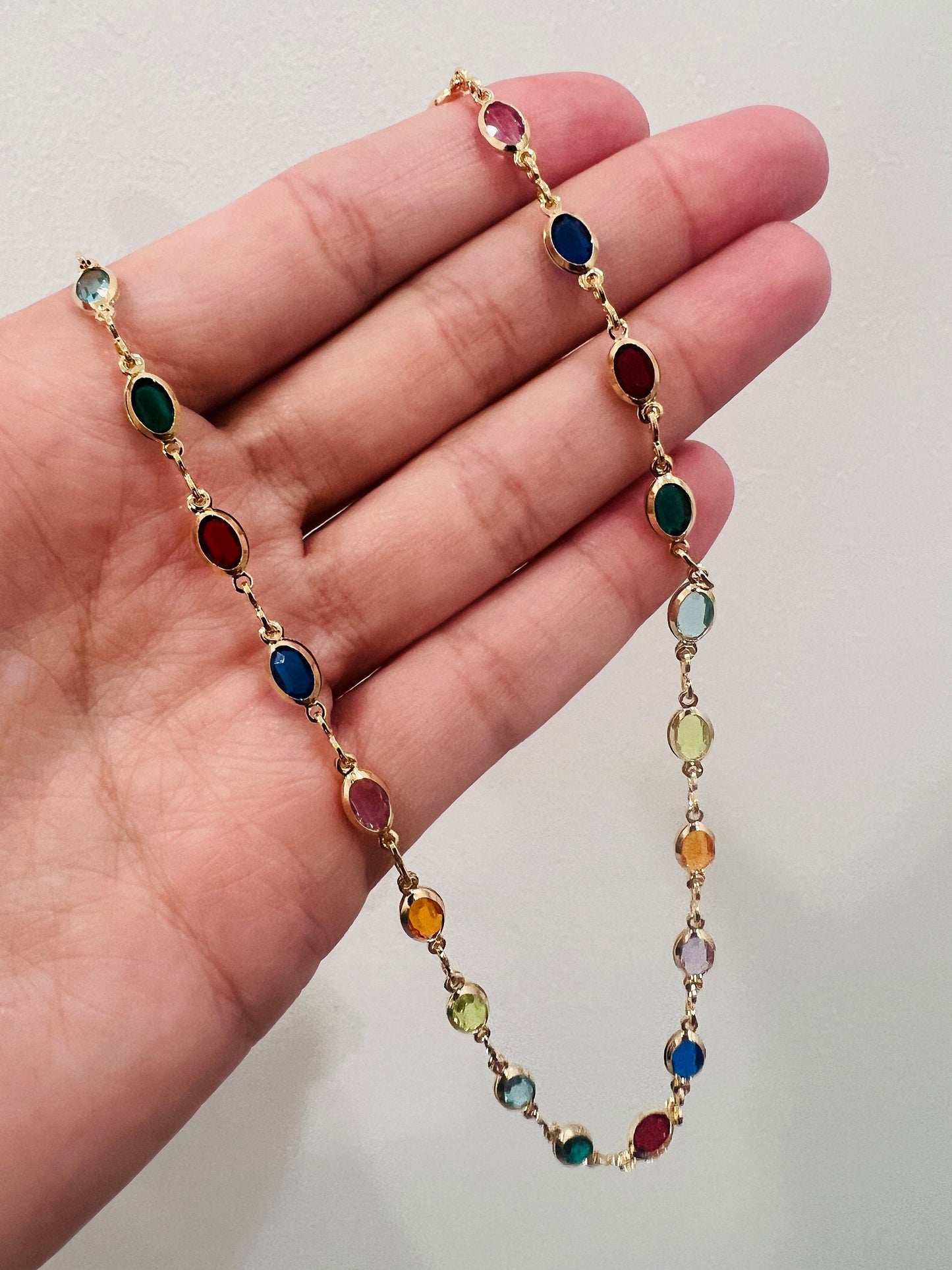 18KT Gold Filled Necklaces, Gold Filled Oval Gemstone Necklace | Elegant Statement Chain with 18kt Shine by HAUS OF MONOGRAM