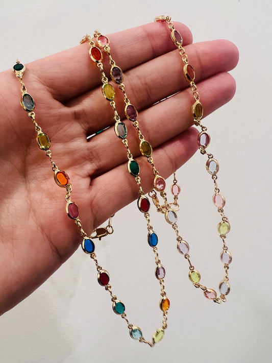 18KT Gold Filled Necklaces, Gold Filled Oval Gemstone Necklace | Elegant Statement Chain with 18kt Shine by HAUS OF MONOGRAM