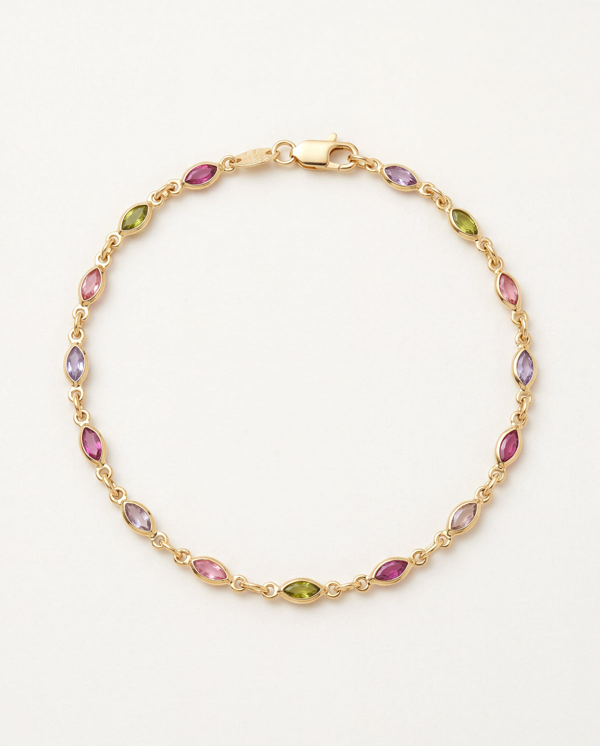 18KT Gold Filled Anklets, Gold Filled Oval Light Gemstone Anklet | Size: 10" | 2.5mm Chain by HAUS OF MONOGRAM