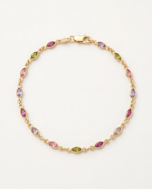 18KT Gold Filled Anklets, Gold Filled Oval Light Gemstone Anklet | Size: 10" | 2.5mm Chain by HAUS OF MONOGRAM