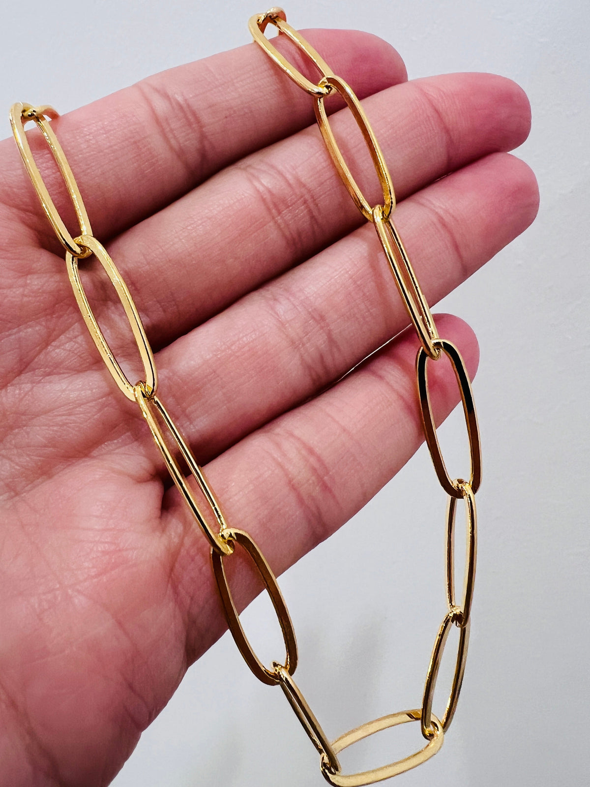 18KT Gold Filled Necklaces, Gold Filled Oval Paperclip Necklace | 6mm Links 14–18 by HAUS OF MONOGRAM