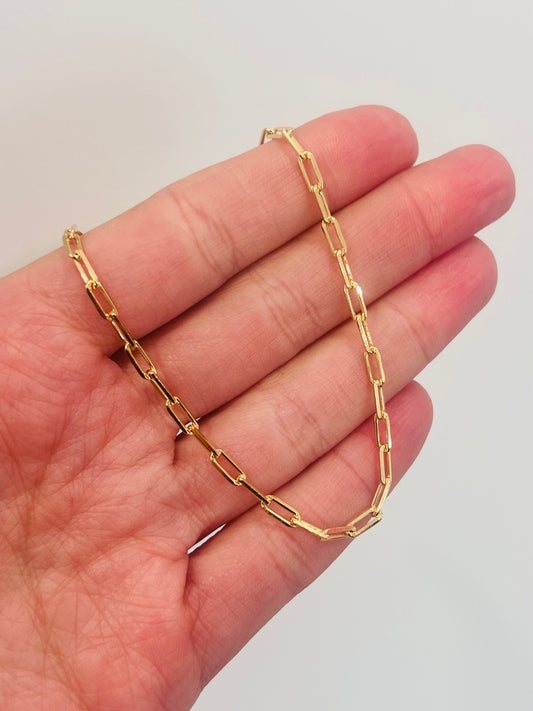18KT Gold Filled Anklets, Gold Filled Paperclip Anklet | 2mm Chain | 10-Inch Length by HAUS OF MONOGRAM