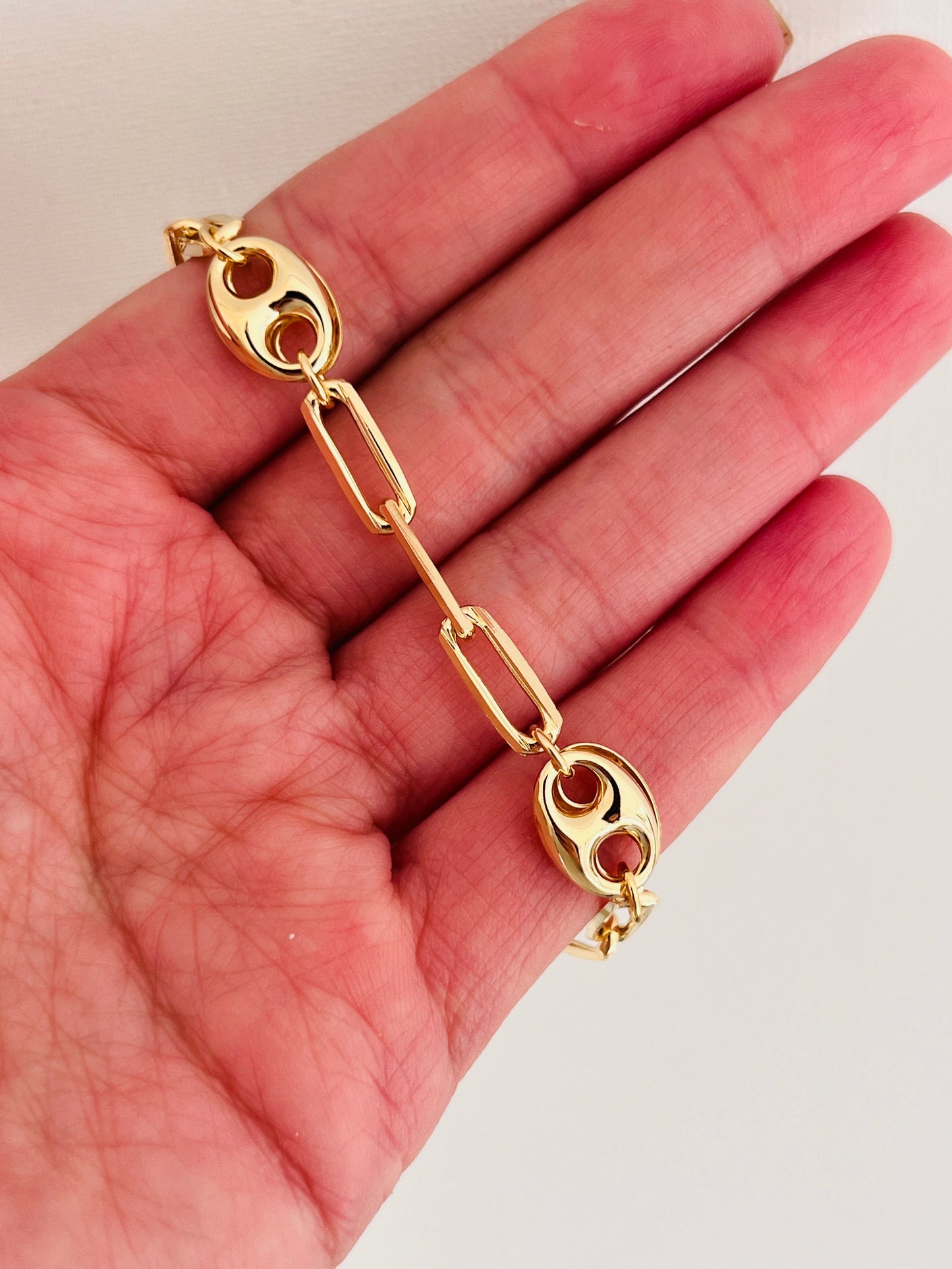 18KT Gold Filled Bracelets, Gold Filled Paperclip Bracelet | 4mm Link Statement Style by HAUS OF MONOGRAM