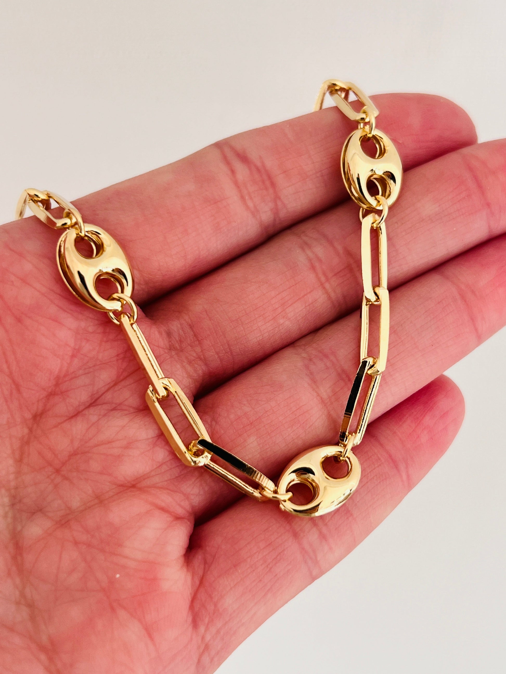 18KT Gold Filled Bracelets, Gold Filled Paperclip Bracelet | 4mm Link Statement Style by HAUS OF MONOGRAM