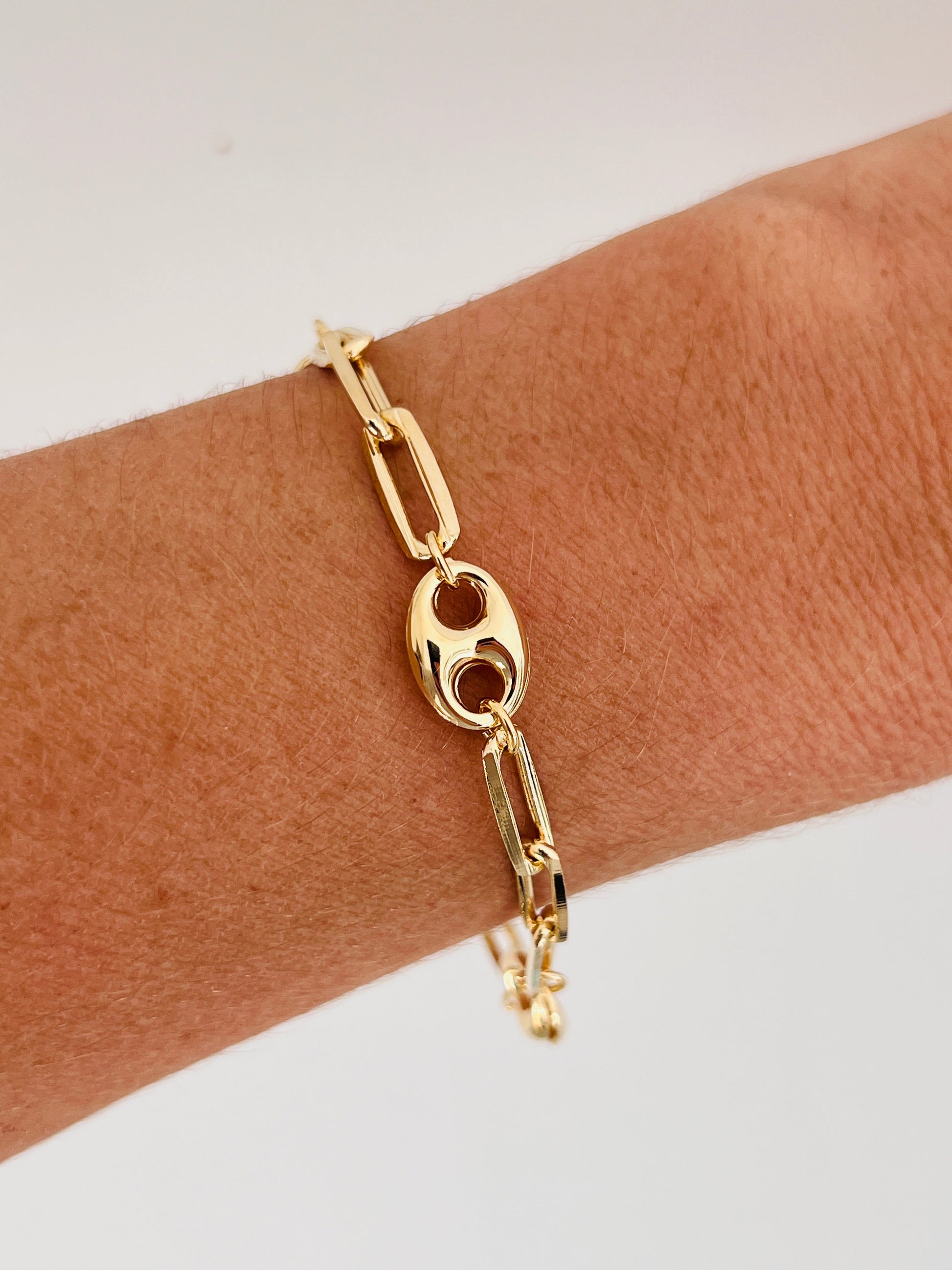 18KT Gold Filled Bracelets, Gold Filled Paperclip Bracelet | 4mm Link Statement Style by HAUS OF MONOGRAM