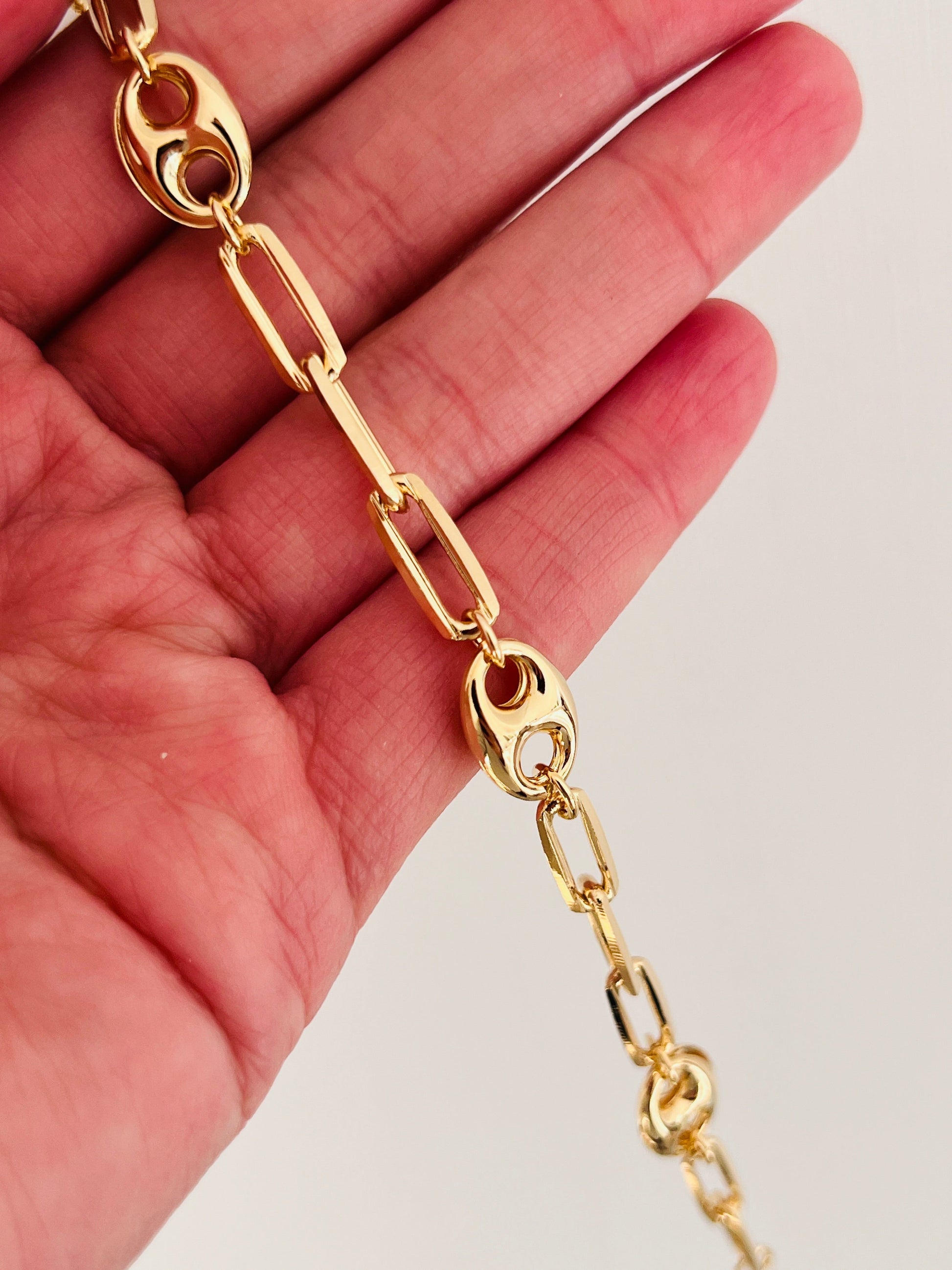 18KT Gold Filled Bracelets, Gold Filled Paperclip Bracelet | 4mm Link Statement Style by HAUS OF MONOGRAM