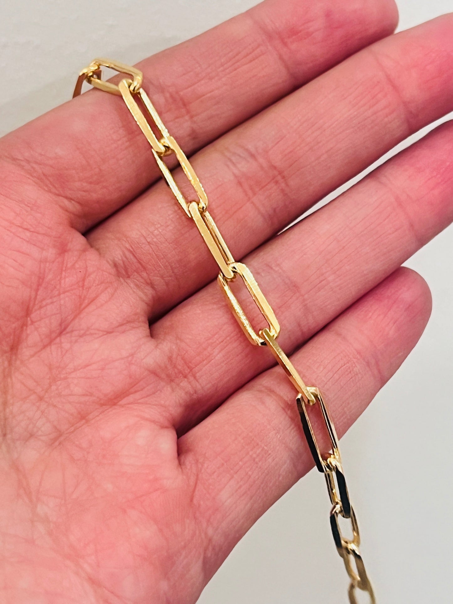 18KT Gold Filled Bracelets, Gold Filled Paperclip Bracelet | 4mm Links | 7.5" + Ext by HAUS OF MONOGRAM