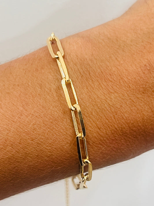 18KT Gold Filled Bracelets, Gold Filled Paperclip Bracelet | 4mm Links | 7.5" + Ext by HAUS OF MONOGRAM