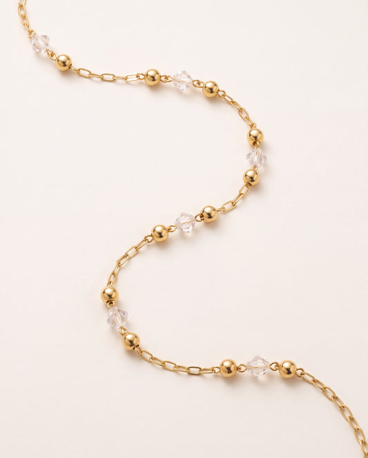 18KT Gold Filled Bracelets, Gold Filled Paperclip Bracelet | Beaded Accent Chain by HAUS OF MONOGRAM