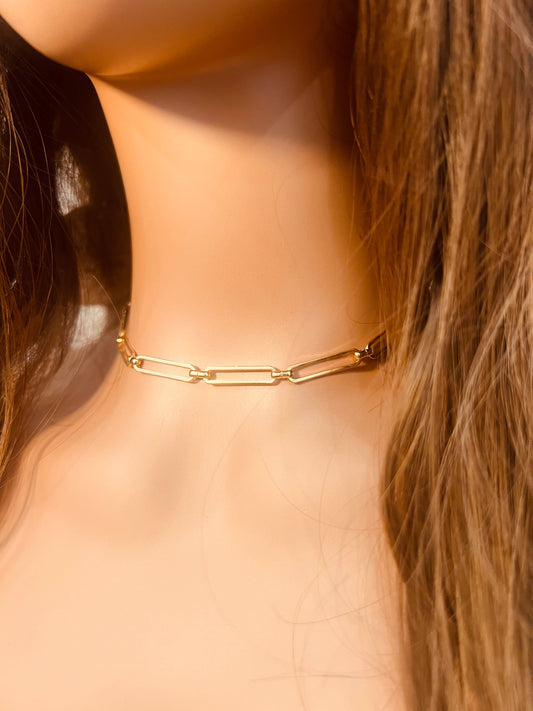 18KT Gold Filled Necklaces, Gold Filled Paperclip Necklace | 4mm Rectangle Links by HAUS OF MONOGRAM