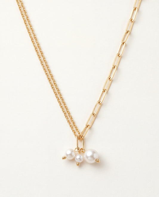 18KT Gold Filled Necklaces, Gold Filled Paperclip Toggle Necklace | Pearl Accent 18" by HAUS OF MONOGRAM