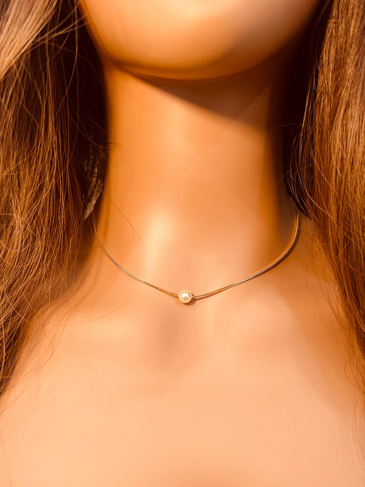 18KT Gold Filled Necklaces, Gold Filled Pearl Box Necklace | 6mm Pearls | Box Chain Design by HAUS OF MONOGRAM