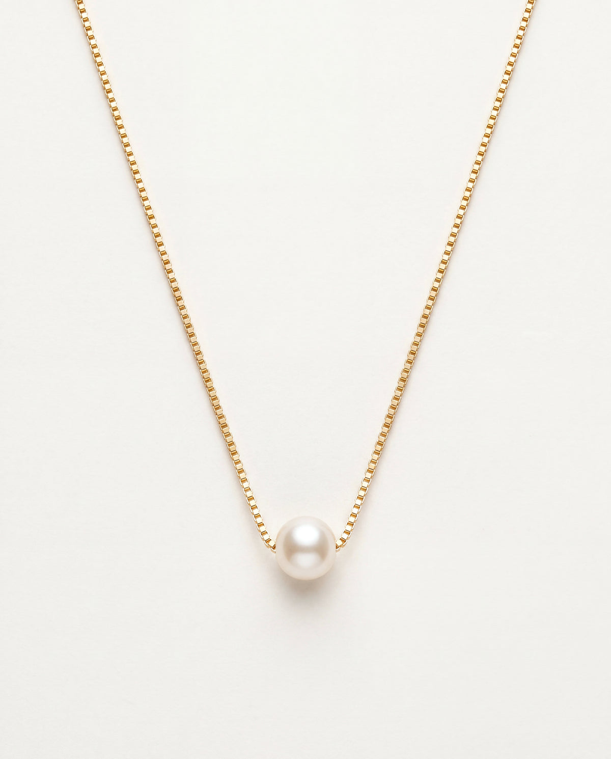 18KT Gold Filled Necklaces, Gold Filled Pearl Box Necklace | 6mm Pearls | Box Chain Design by HAUS OF MONOGRAM