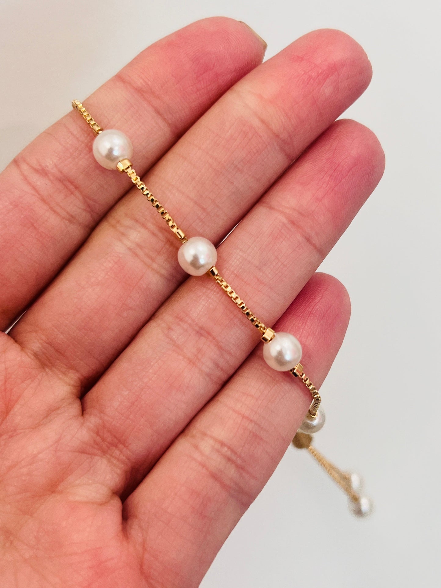 18KT Gold Filled Bracelets, Gold Filled Pearl Bracelet | 6mm Adjustable Classic Charm by HAUS OF MONOGRAM