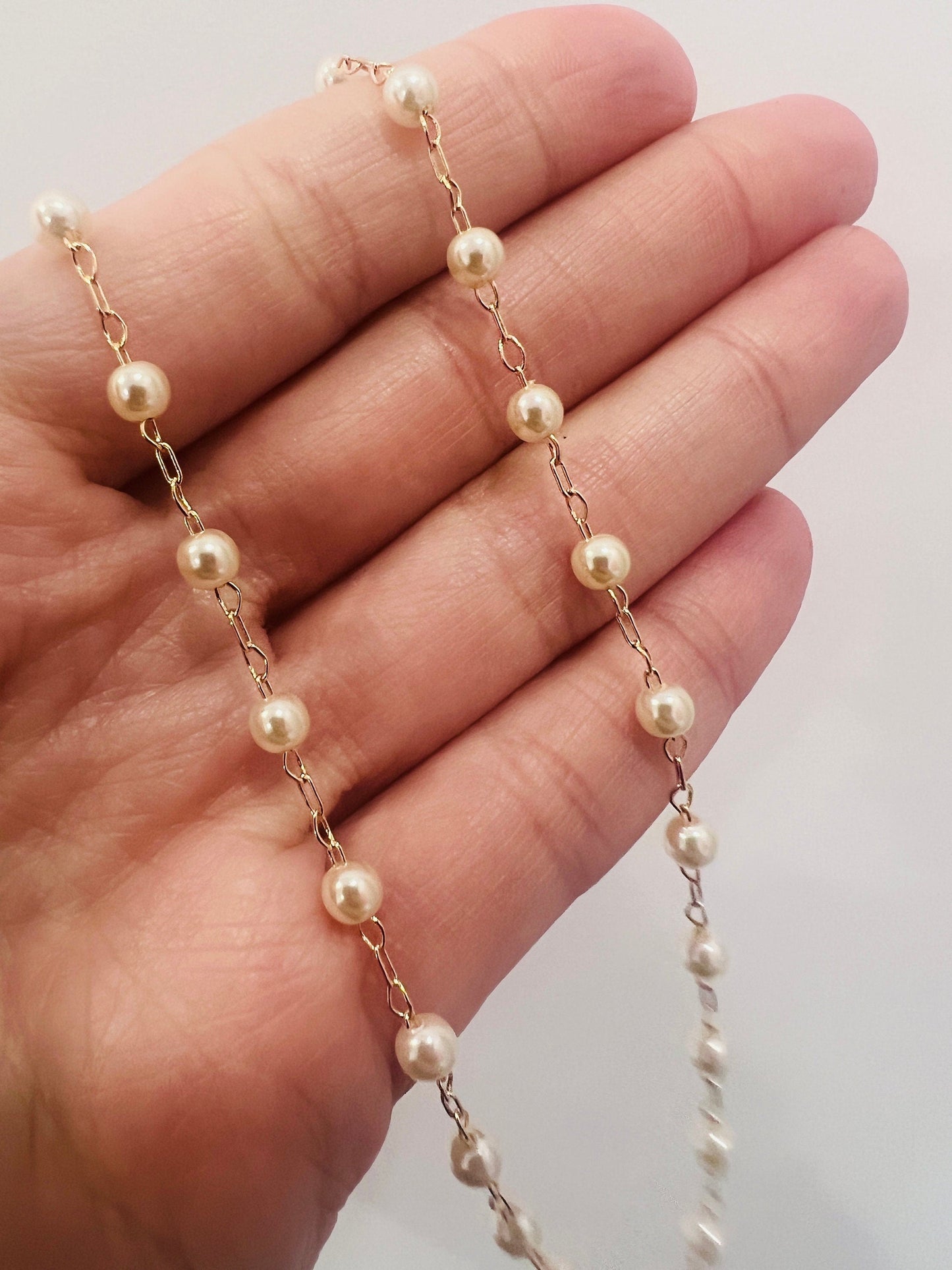 18KT Gold Filled Bracelets, Gold Filled Pearl Bracelet | 7.5" | Elegant Layering Piece by HAUS OF MONOGRAM