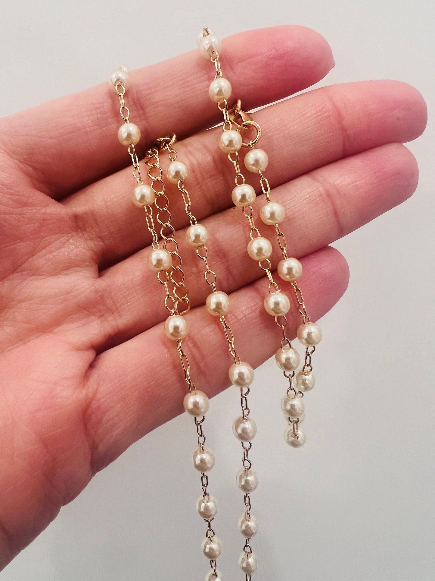 18KT Gold Filled Bracelets, Gold Filled Pearl Bracelet | 7.5" | Elegant Layering Piece by HAUS OF MONOGRAM