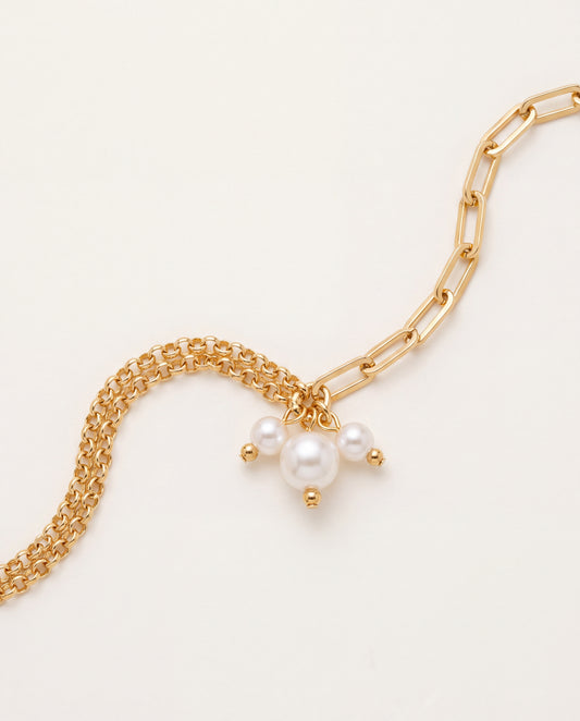 18KT Gold Filled Bracelets, Gold Filled Pearl Charm Bracelet | Dainty Layering Piece by HAUS OF MONOGRAM
