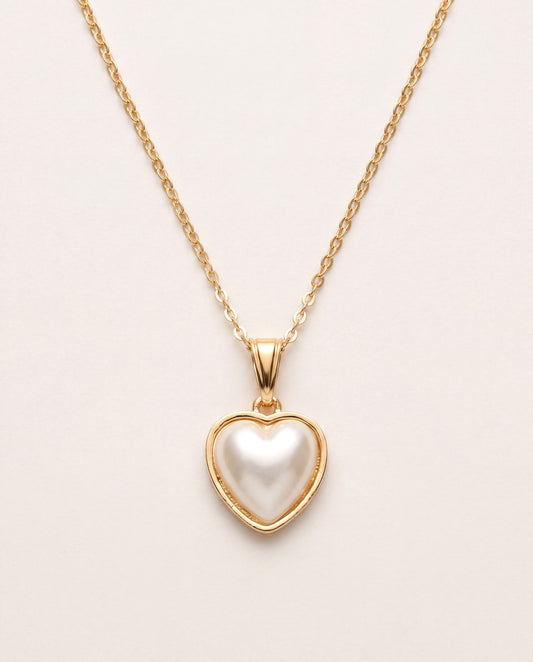 18KT Gold Filled Necklaces, Gold Filled Pearl Heart Necklace | Romantic Everyday Elegance by HAUS OF MONOGRAM